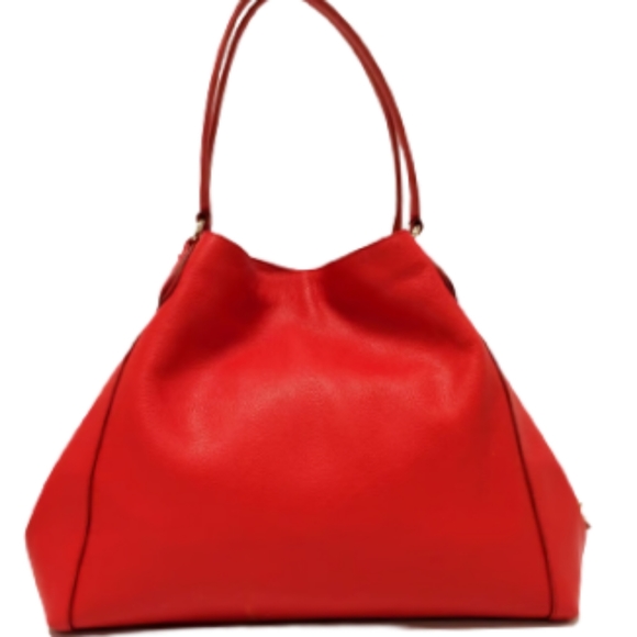 COACH Red Pebbled Leather shoulder bag with dust bag - Picture 2 of 9